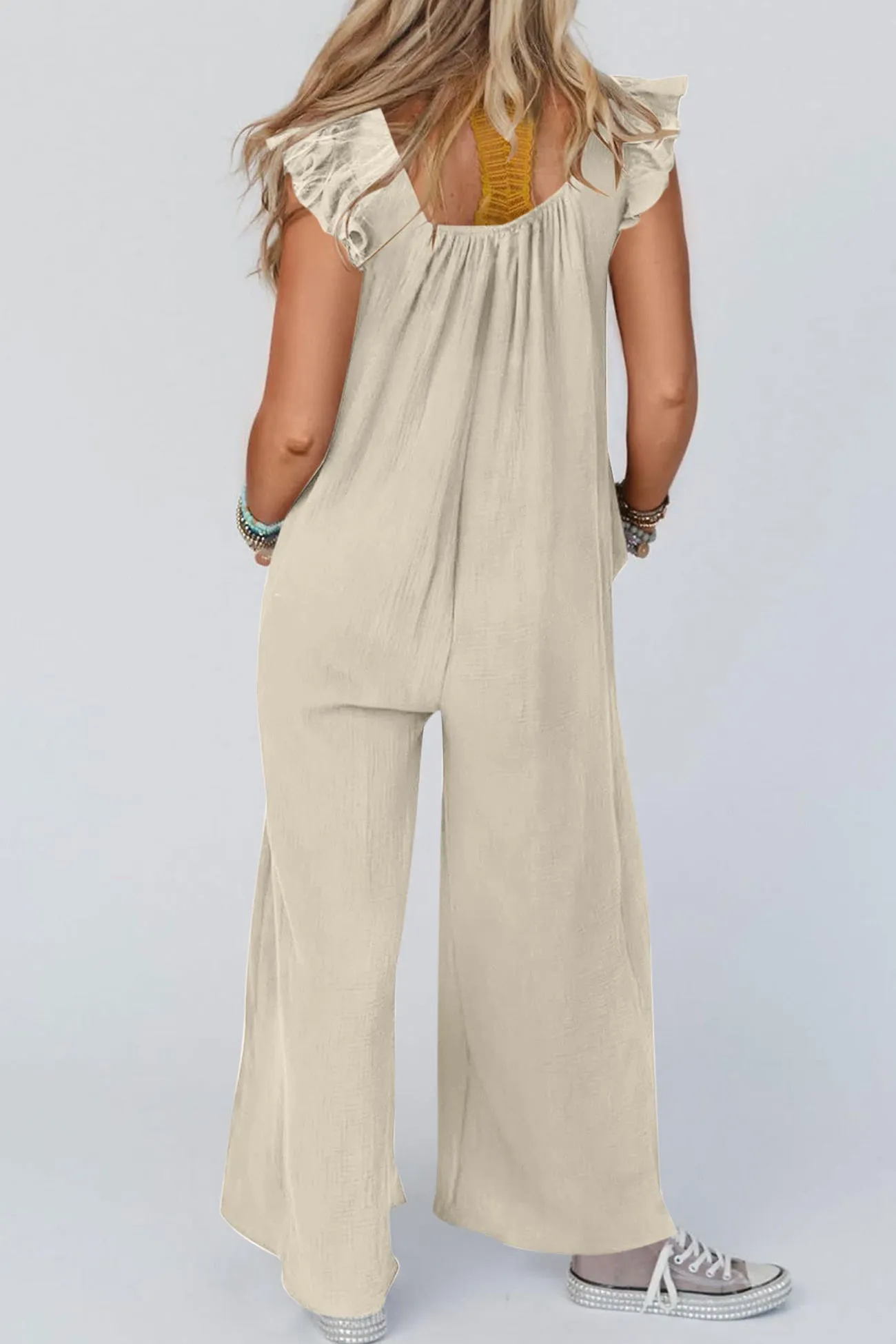 Ruffle Sleeve Pocketed Jumpsuits