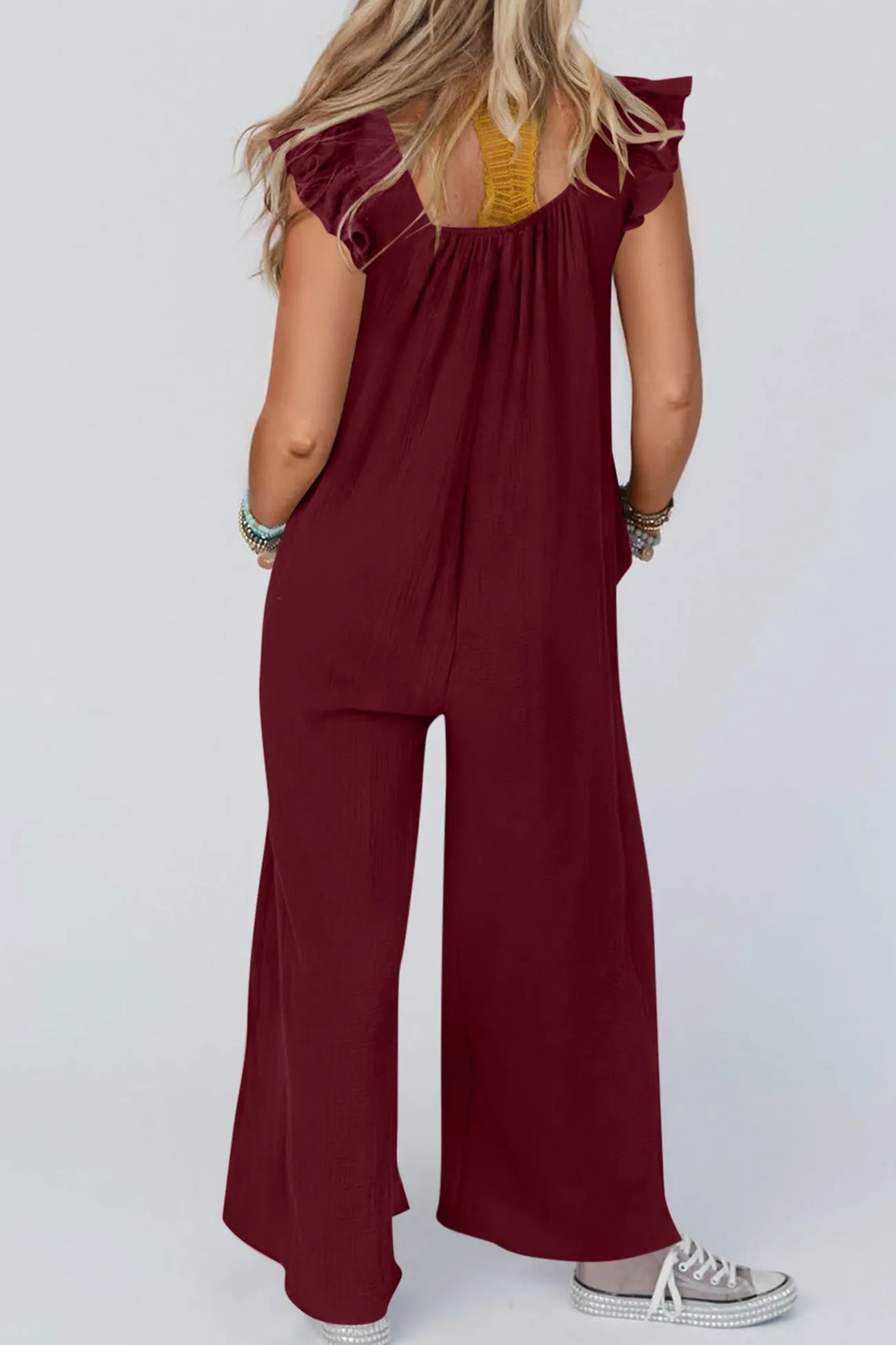 Ruffle Sleeve Pocketed Jumpsuits