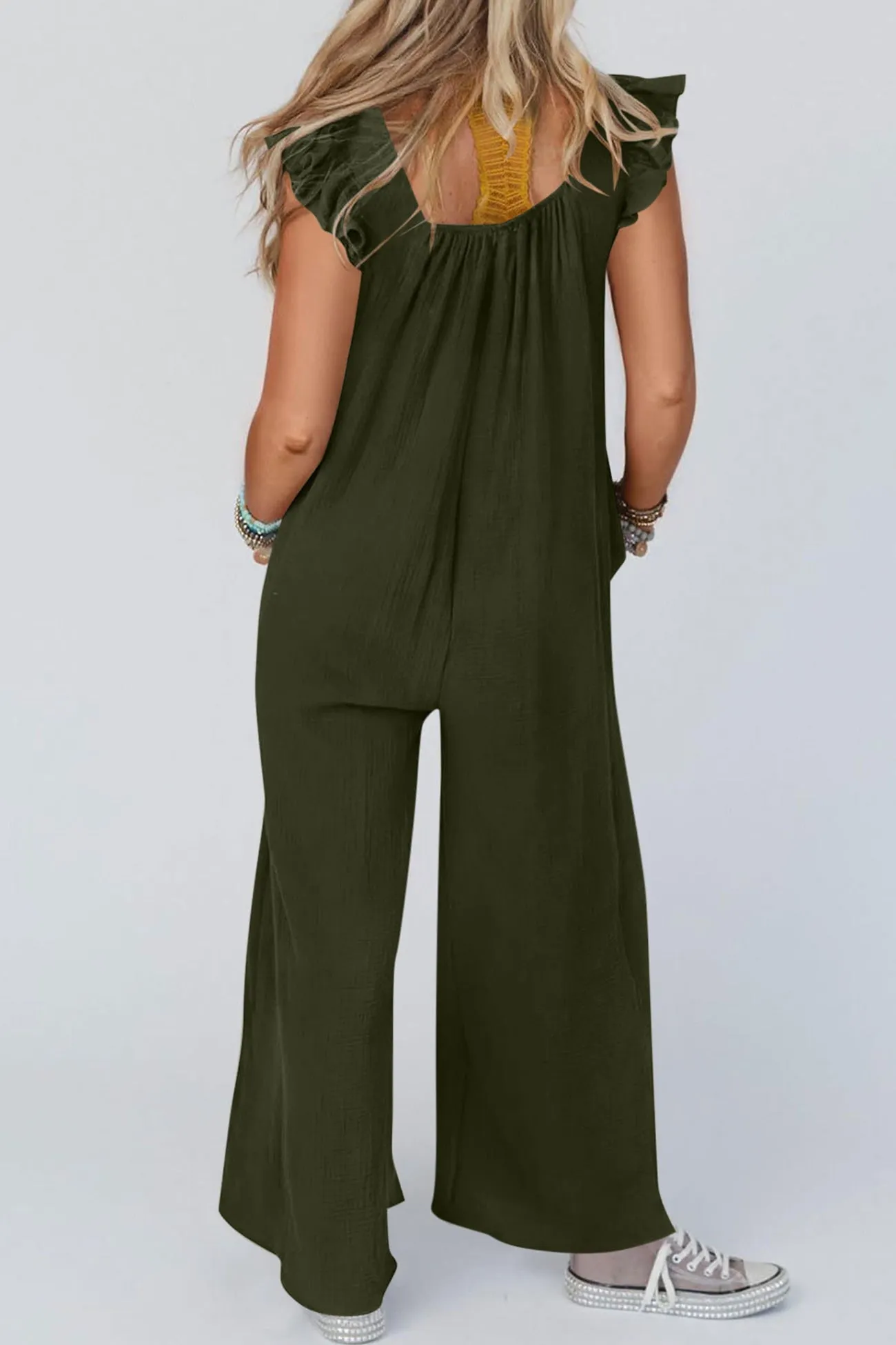 Ruffle Sleeve Pocketed Jumpsuits