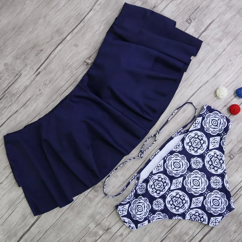 Ruffle Vintage Bandeau High Waist Swimsuits