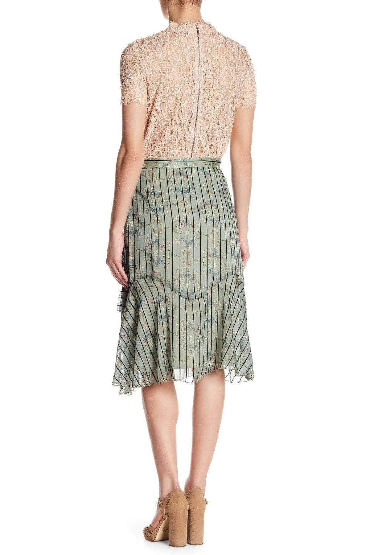Smart Edge Smooth Look Ruffled Skirt - Wellington Stripe