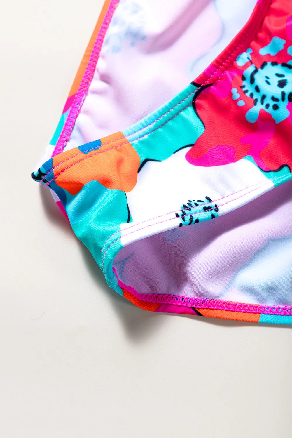 Ruffles Floral Print High Waist Bikini