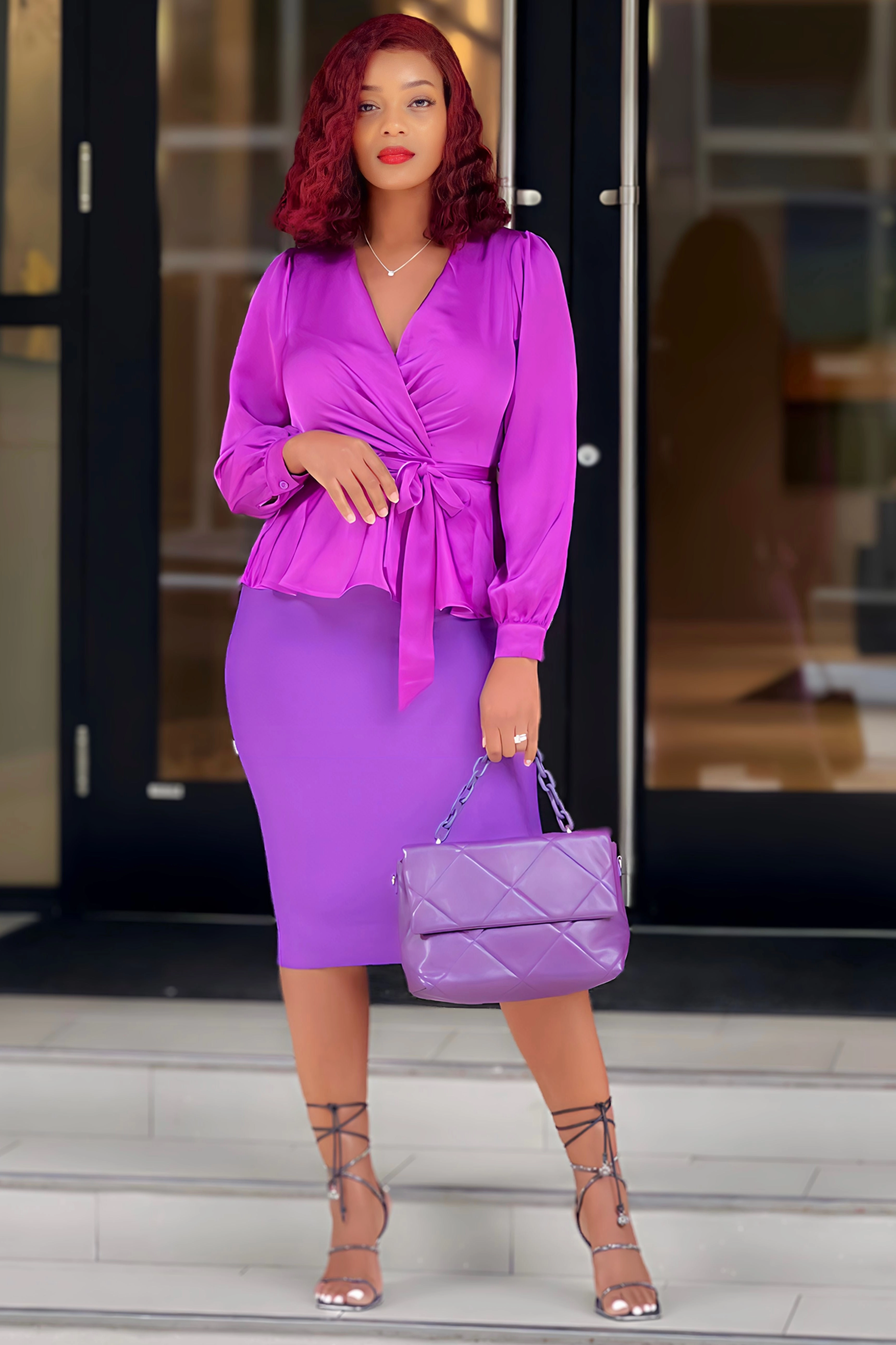 Robin Bandage Knit Pencil Skirt-Purple Practical Comfort