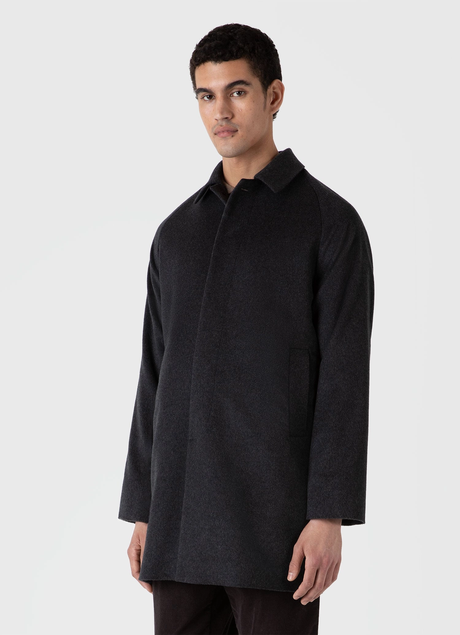 Men's Cashmere Car Coat in Charcoal Melange Protective Outer Layer