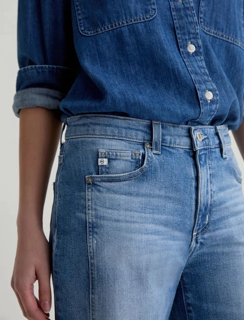 Saige Mid-rise Wide Leg Crop With Panel - Rosarito Pre Shrunk Fabric