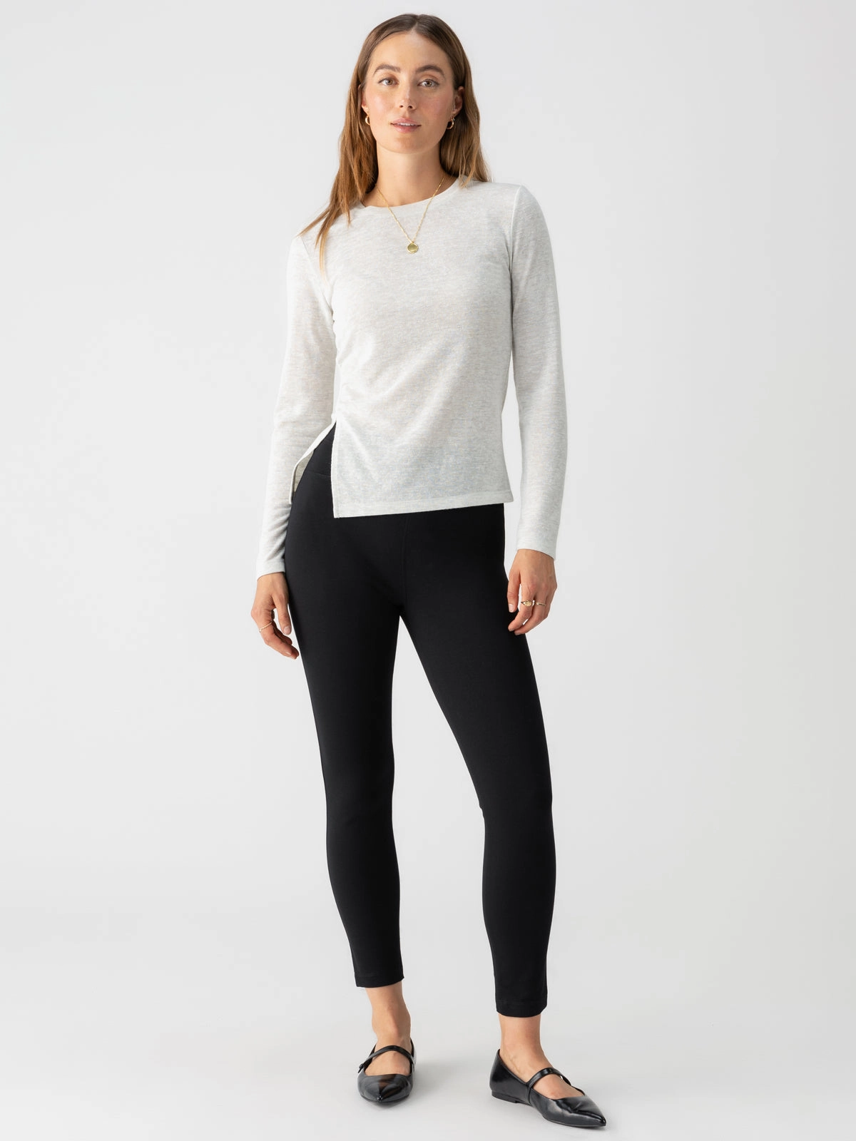 Windproof coating Runway Semi High Rise Legging Black