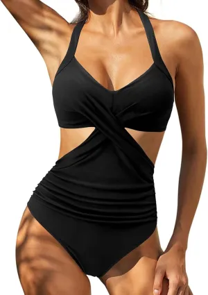 Rvidbe Athletic 1 Piece Swimsuits for Women Training Sport Tummy Control Bathing Suits Sexy Bikinis For Women