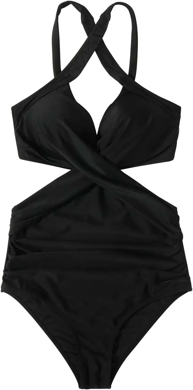 Rvidbe Athletic 1 Piece Swimsuits for Women Training Sport Tummy Control Bathing Suits Sexy Bikinis For Women