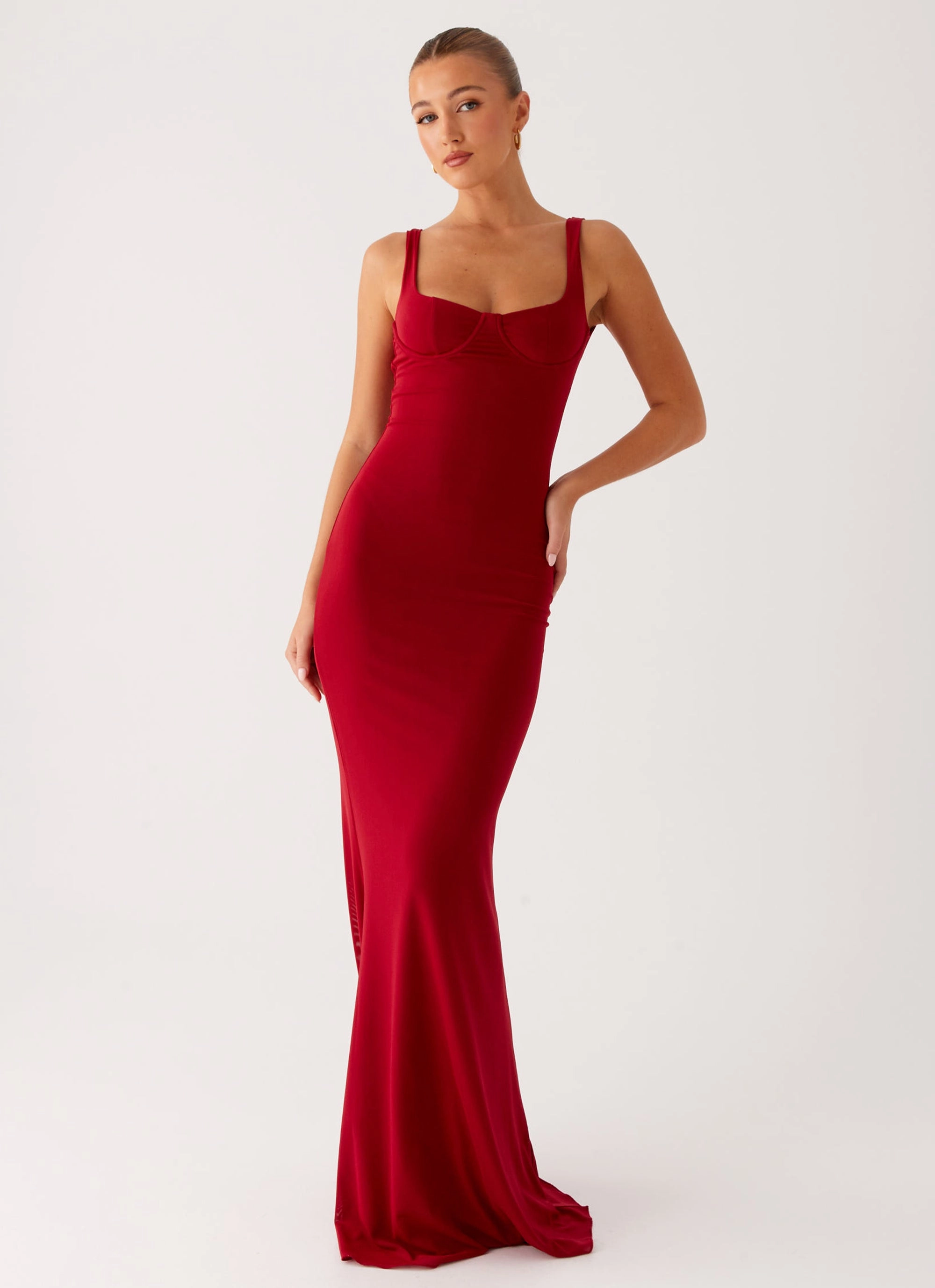 Safiya Maxi Dress - Maroon Cool Shape