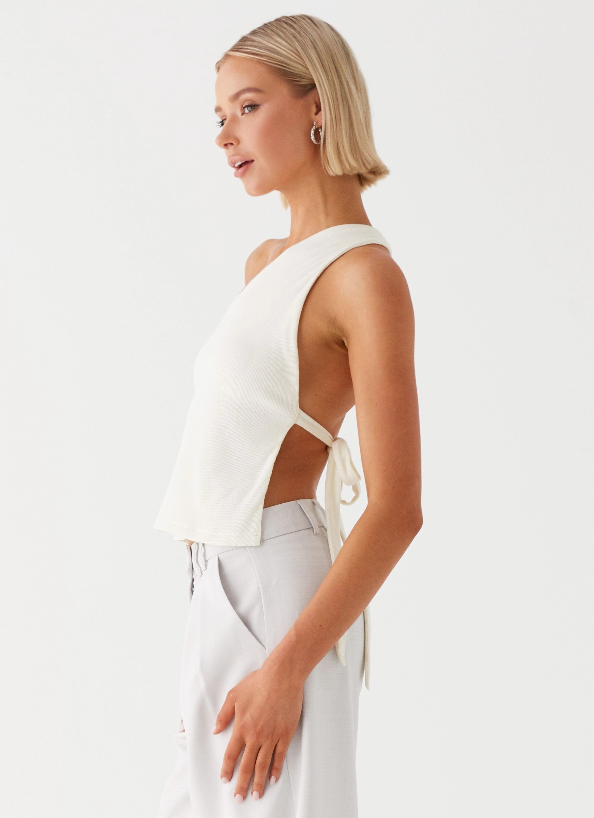 Safiya One Shoulder Top - White Casual dress