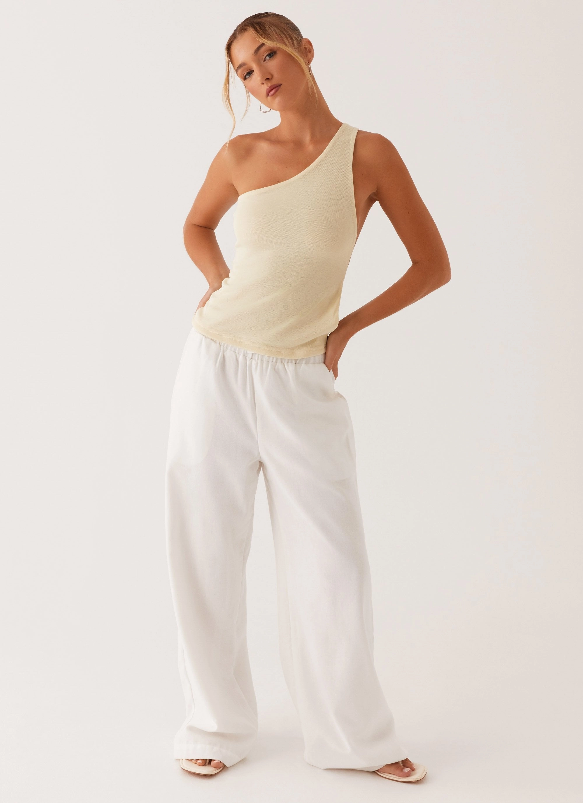 Safiya One Shoulder Top - Yellow Soft Brushed Lining Non Irritating Seam Finish