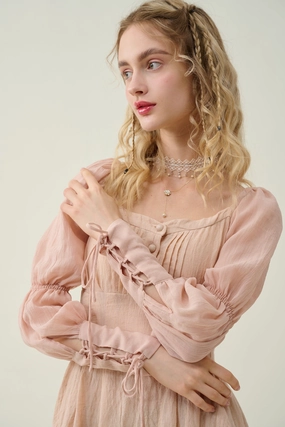 Sakura 21 | Lace-up maxi linen dress Fashion Utility Touch Sakura 21 | Lace-up maxi linen dress FullCoverageHood