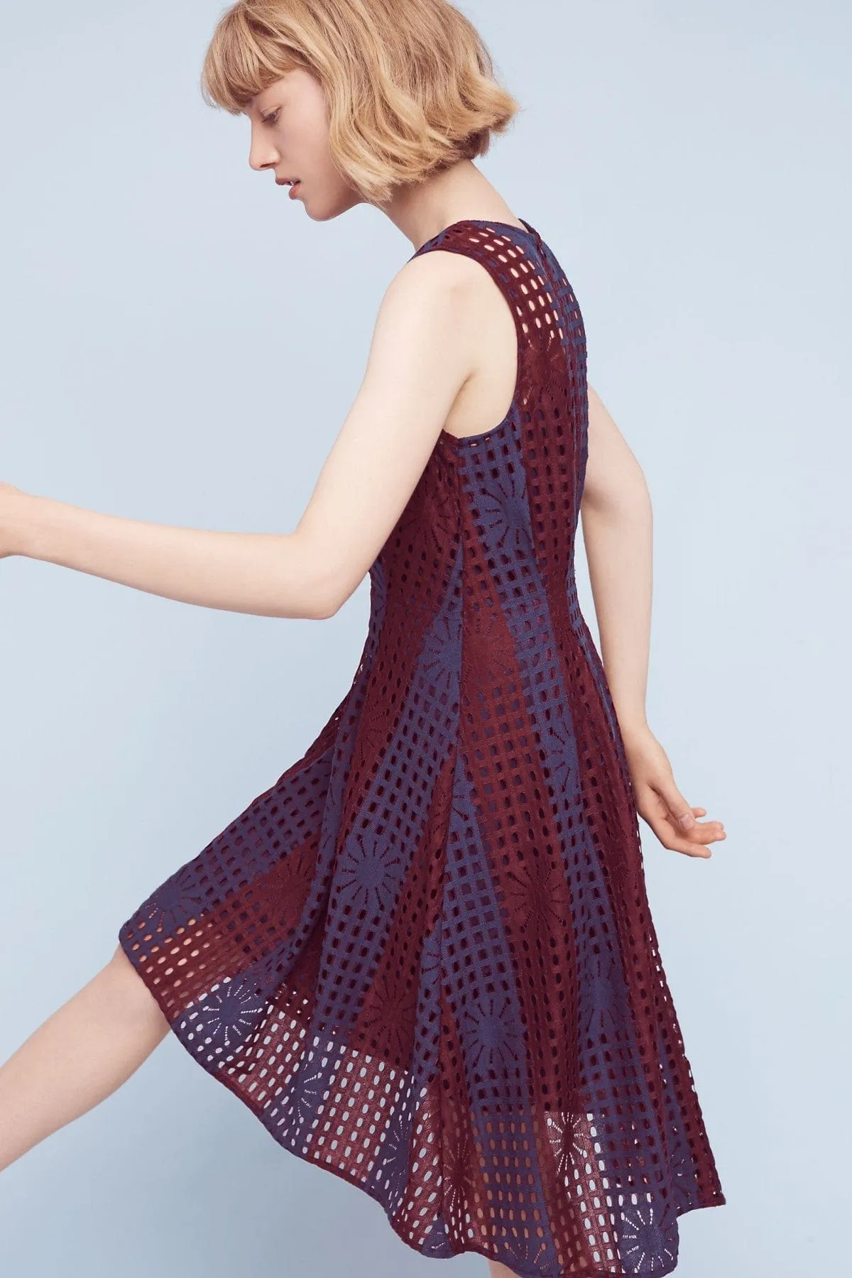 Samantha Dress - Navy Burgundy Lace Fitted Mood