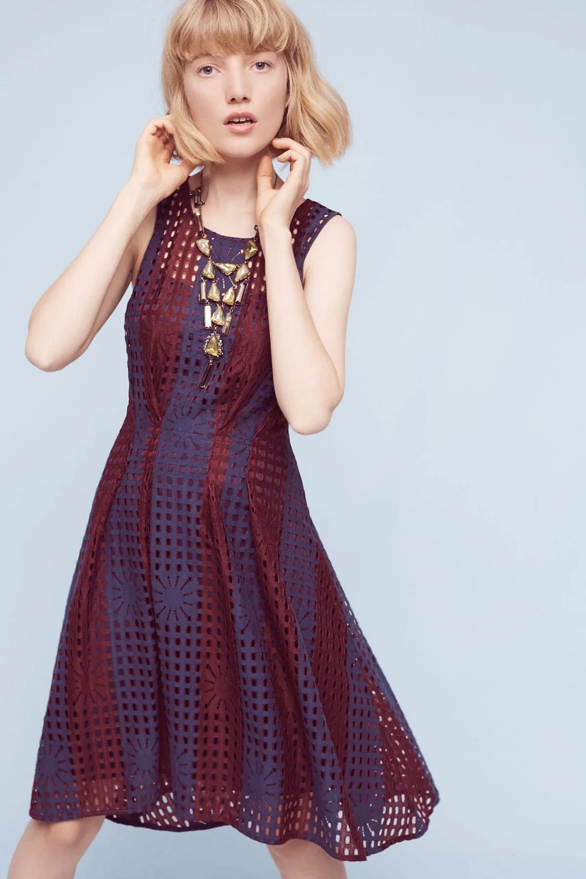 Smart Style Samantha Dress - Navy Burgundy Lace