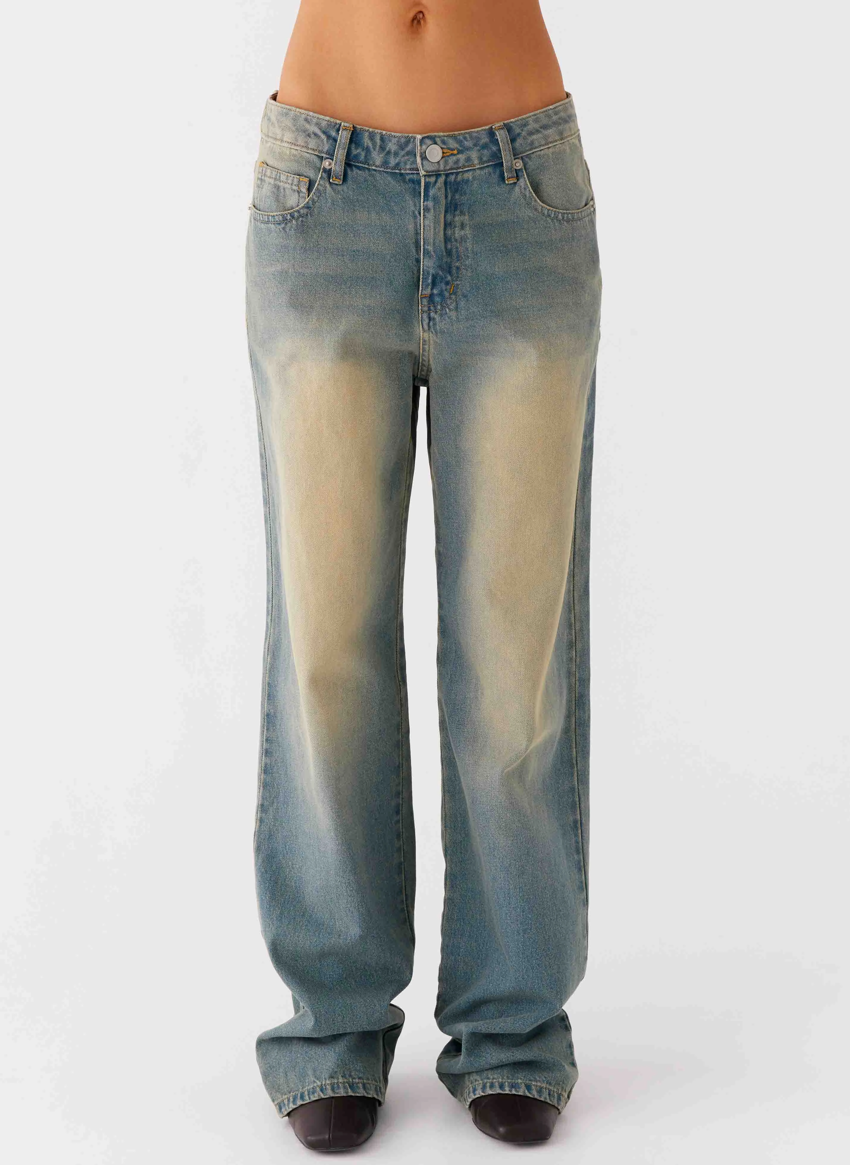 San Diego Straight Leg Jeans - Blue Wash clean look Smooth Fit Lining