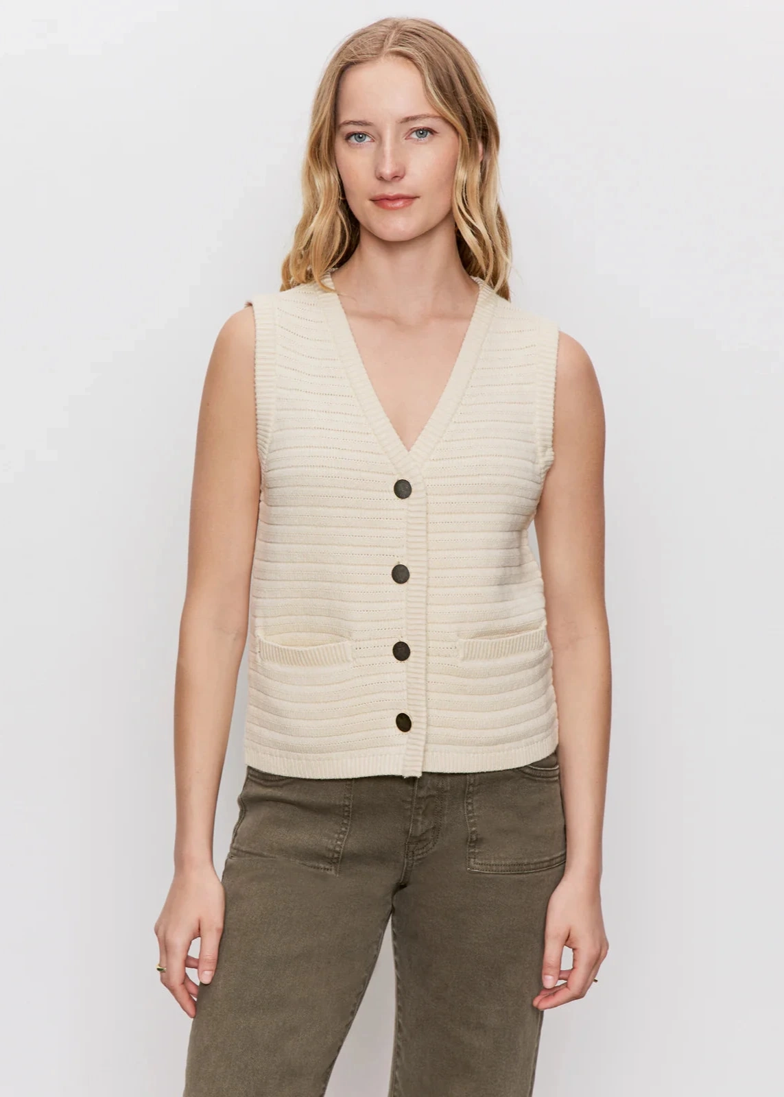 Fashion Forward Soft and Cozy Knit Sanctuary Textured Sweater Vest Macrame