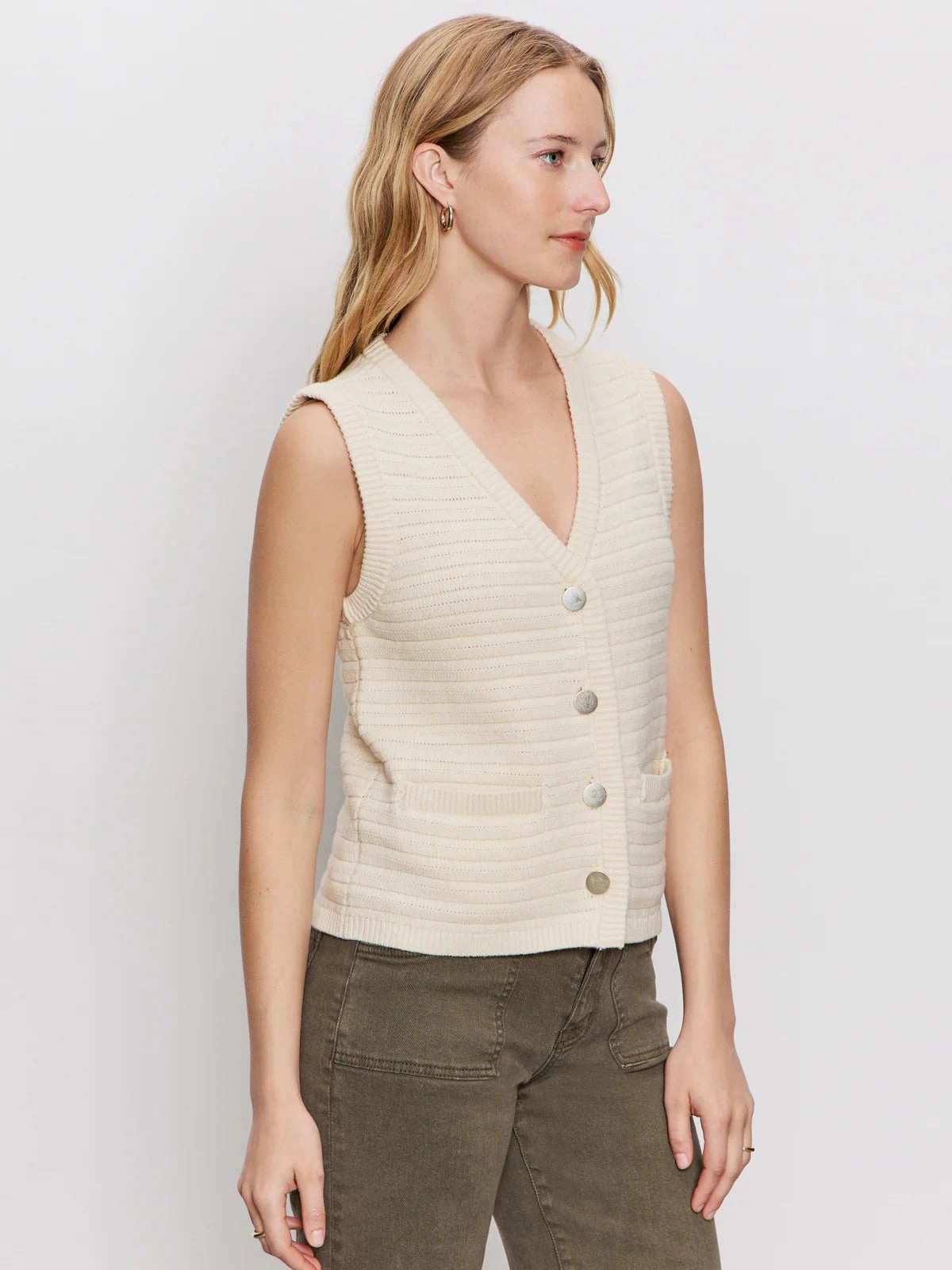 Sanctuary Textured Sweater Vest Macrame Quick Comfort Cozy Stretch