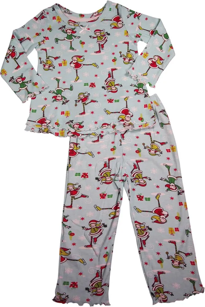 Sara's Prints Girls 2 Piece Long Sleeve Sleepwear Pajama Set - Flame Resistant