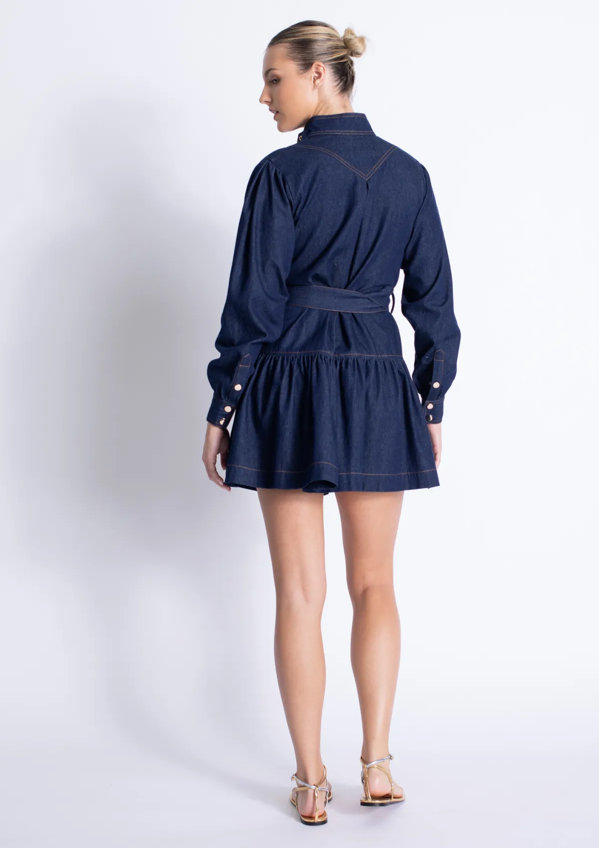 Saraswati Denim Mini Dress Night Ready Layered Form