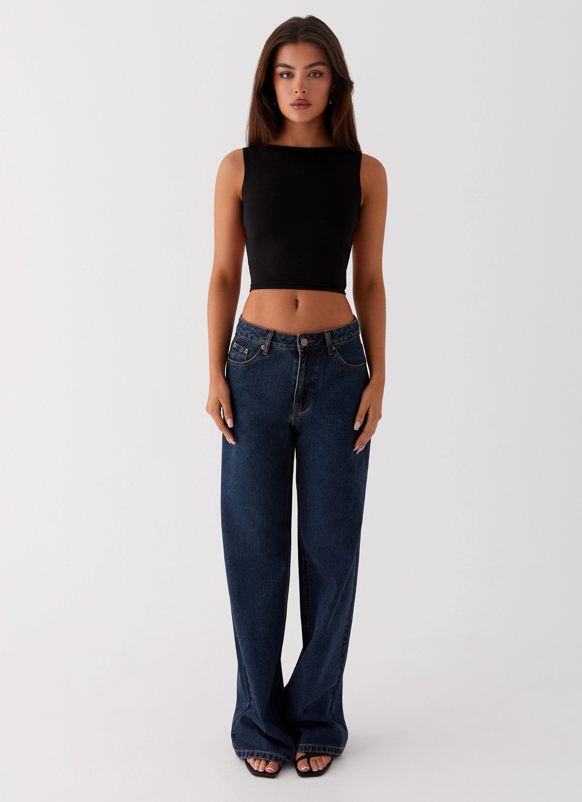 Saskie Crop Top - Black MultiPanel Design