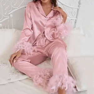 Satin Feather Pajamas