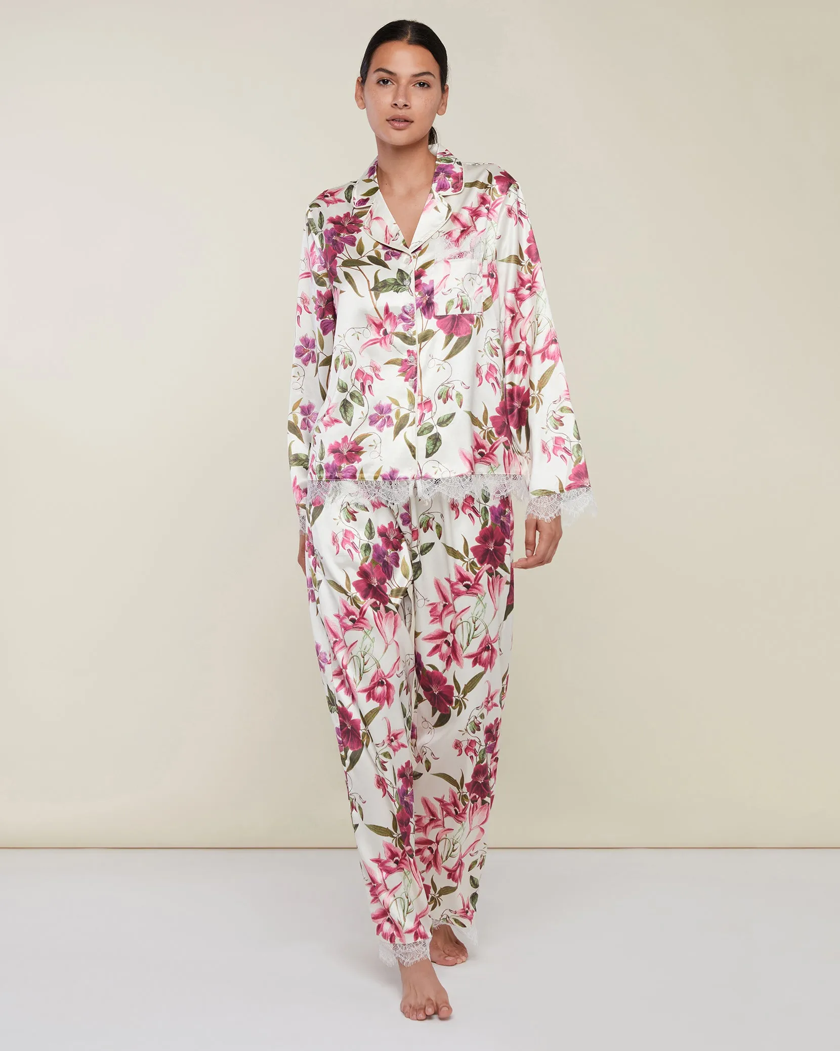 Satin Long Sleeve Pant Pajamas