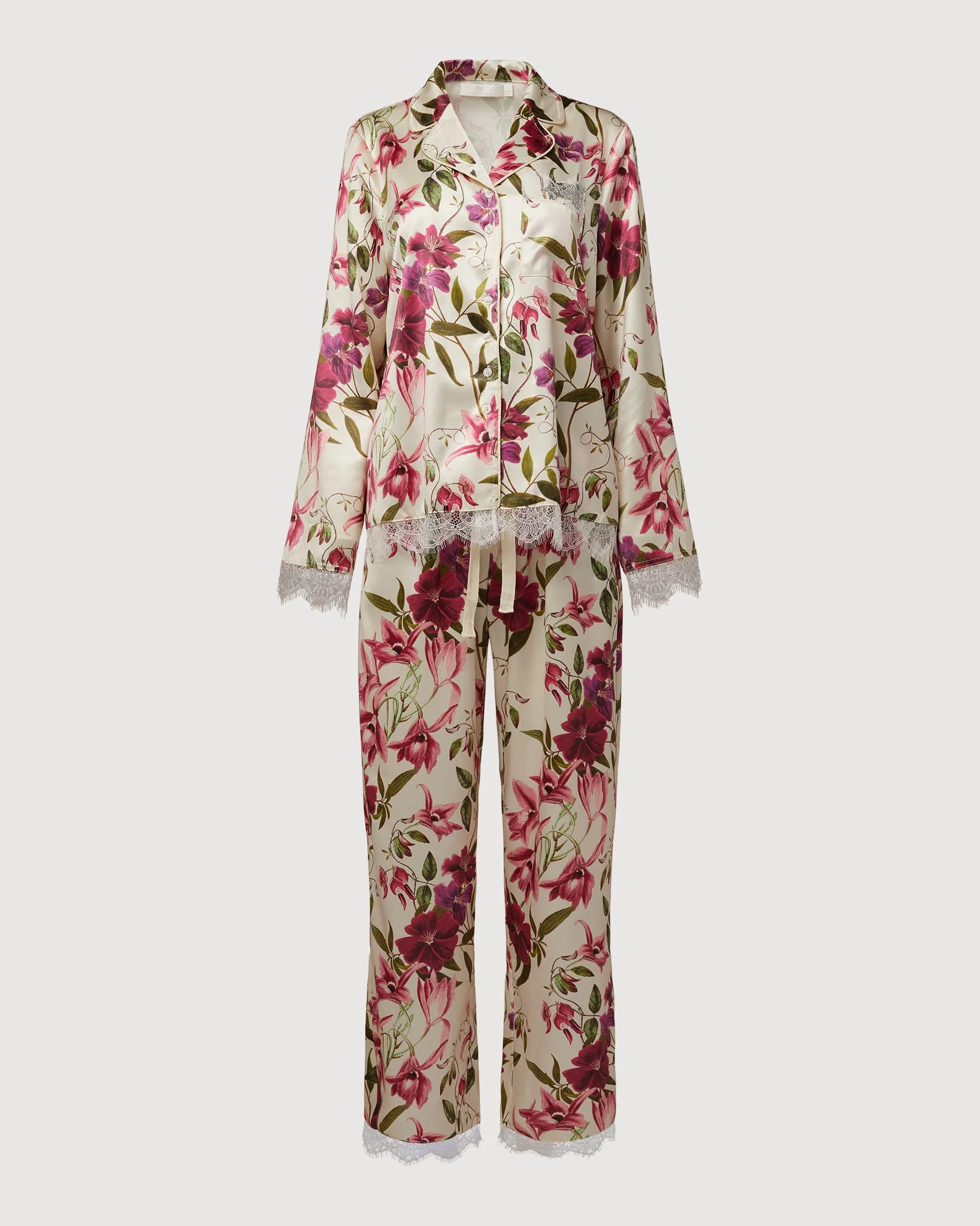 Satin Long Sleeve Pant Pajamas