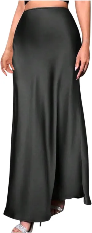 Satin Silk Skirt for Women Solid Color High Waisted Cocktail Party Wedding Skirts Summer Casual Sexy Mermaid Skirts