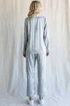 Satin Striped Print Pajama Set