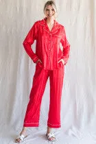 Satin Striped Print Pajama Set