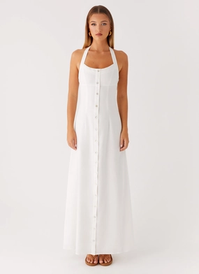 Satin Finish Jovanni Maxi Dress - White Lightweight Wear Jovanni Maxi Dress - White