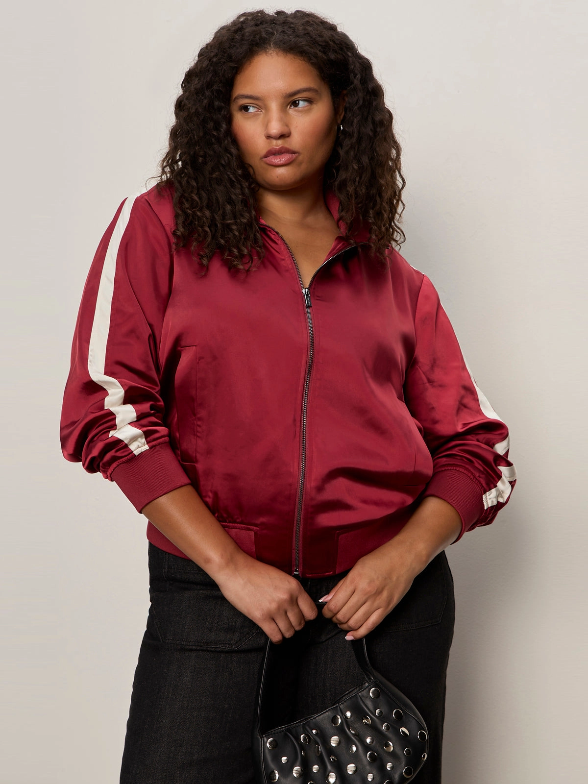 Pilates Satin Track Jacket Crimson Extended Sizing