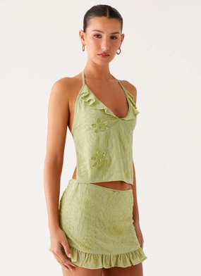Savoir Beaded Halter Top - Mint Ruffled detail Savoir Beaded Halter Top - Mint Simple Layer Comfort Wear