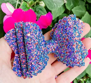 Scalloped Purple Bliss Glitter Mix Bow Headband | Hair Clip