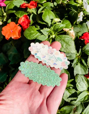 Scalloped Yellow Floral SET OF 2 Snap Clips