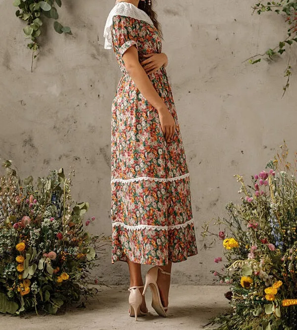 Schiffy Panel Floral Print A-line Dress