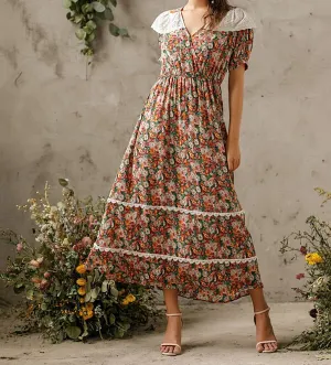 Schiffy Panel Floral Print A-line Dress