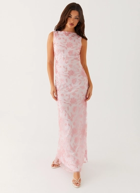 Scoop neck Moorey High Neck Maxi Dress - Pink Polished Edge Skin Touch Moorey High Neck Maxi Dress - Pink