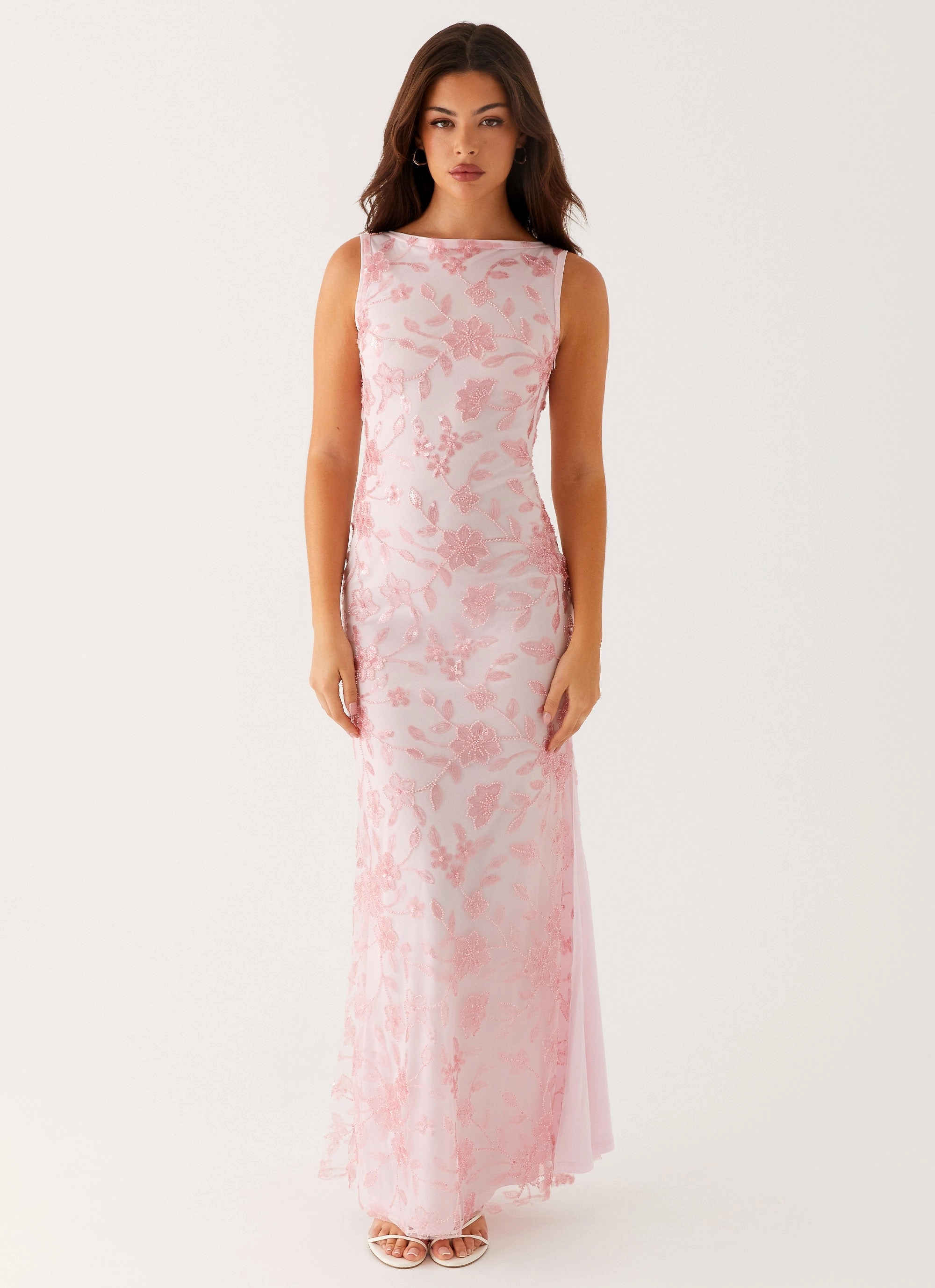Moorey High Neck Maxi Dress - Pink Travel-friendly