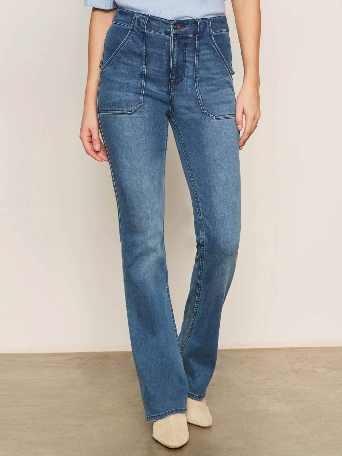 Wrinkle Free Fabric Essential Comfort Wear Sculpted Hayden Bootcut Standard Rise Denim Pant Lucky Streak