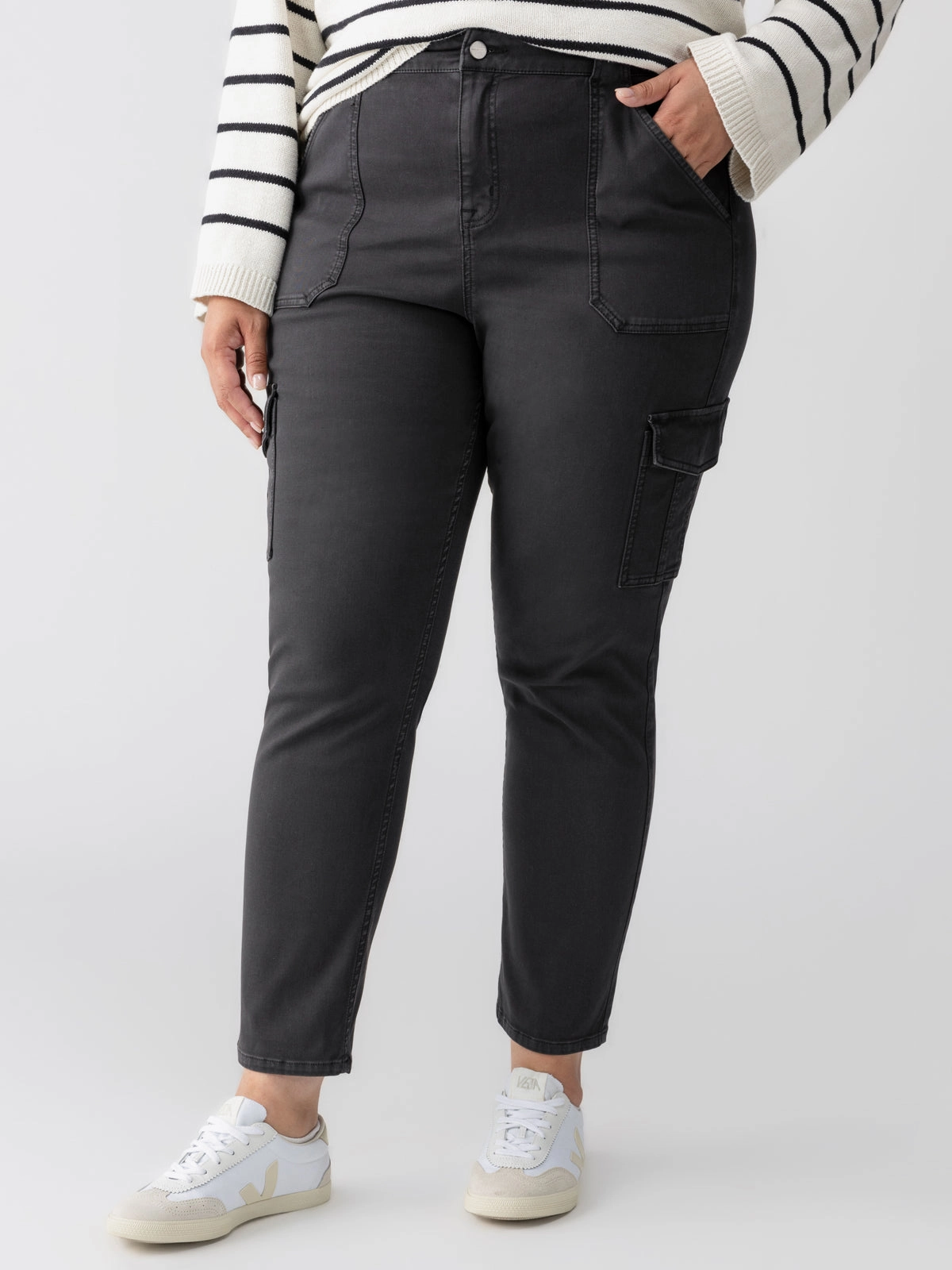 Sculpted Hayden Cargo Standard Rise Pant Black Extended Sizing StaticResistantMaterial