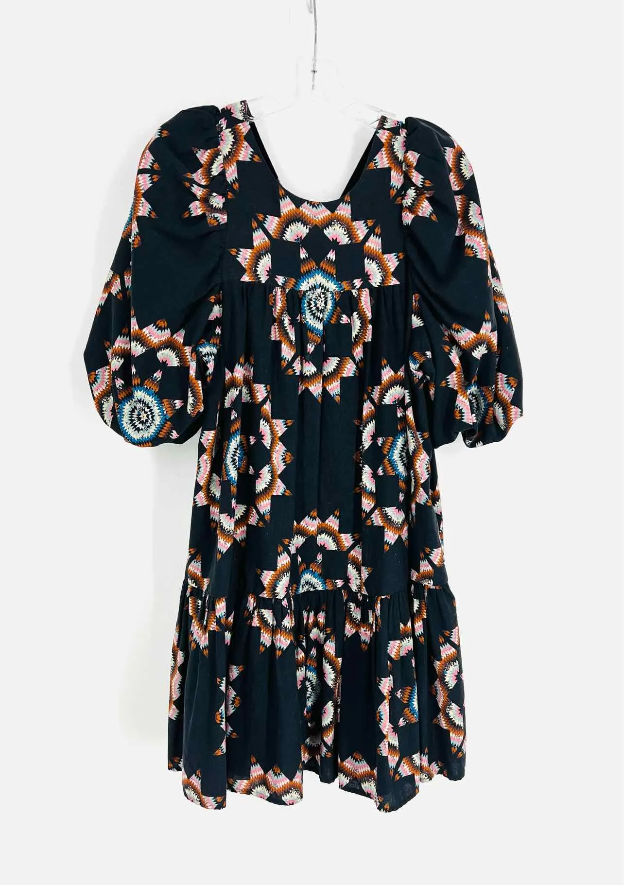 Sea New York Size S Charcoal/Multi Print Puff Sleeve Dresses Dress
