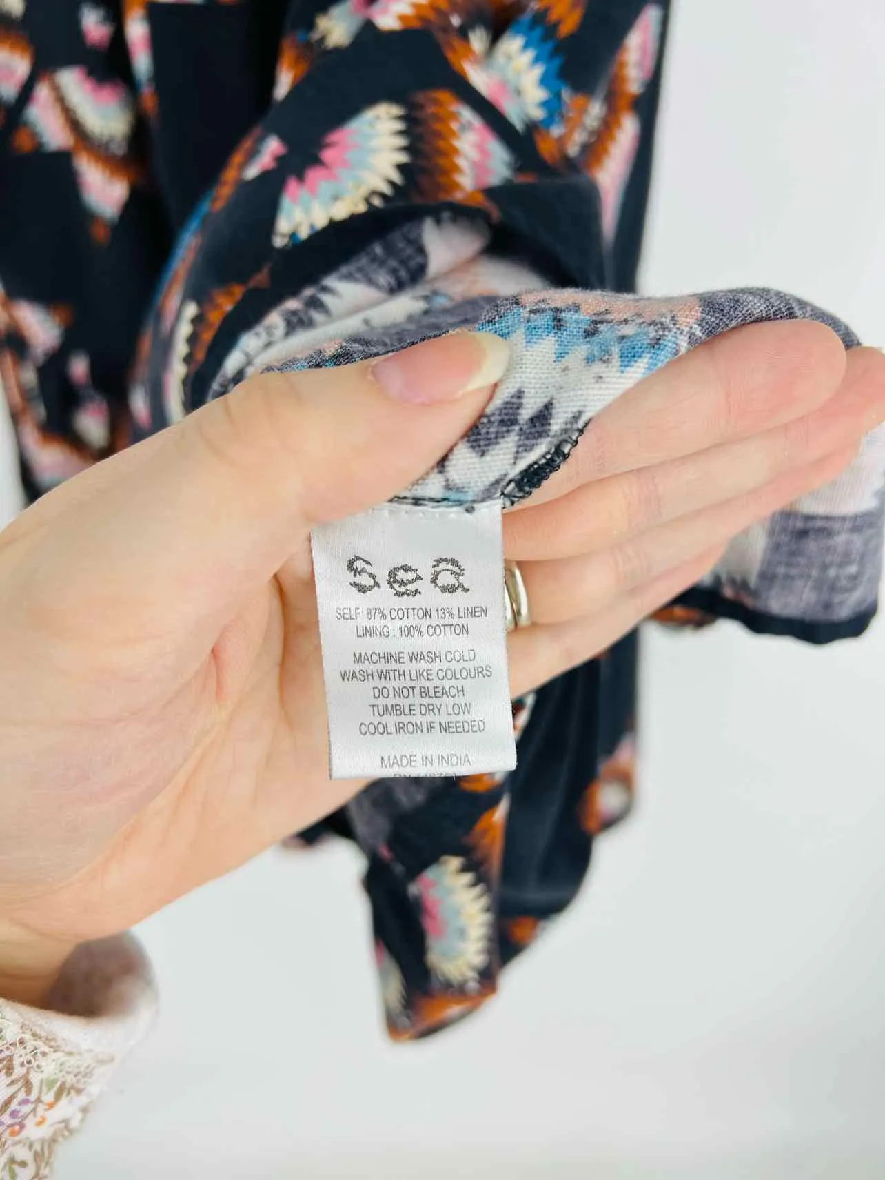 Sea New York Size S Charcoal/Multi Print Puff Sleeve Dresses Dress