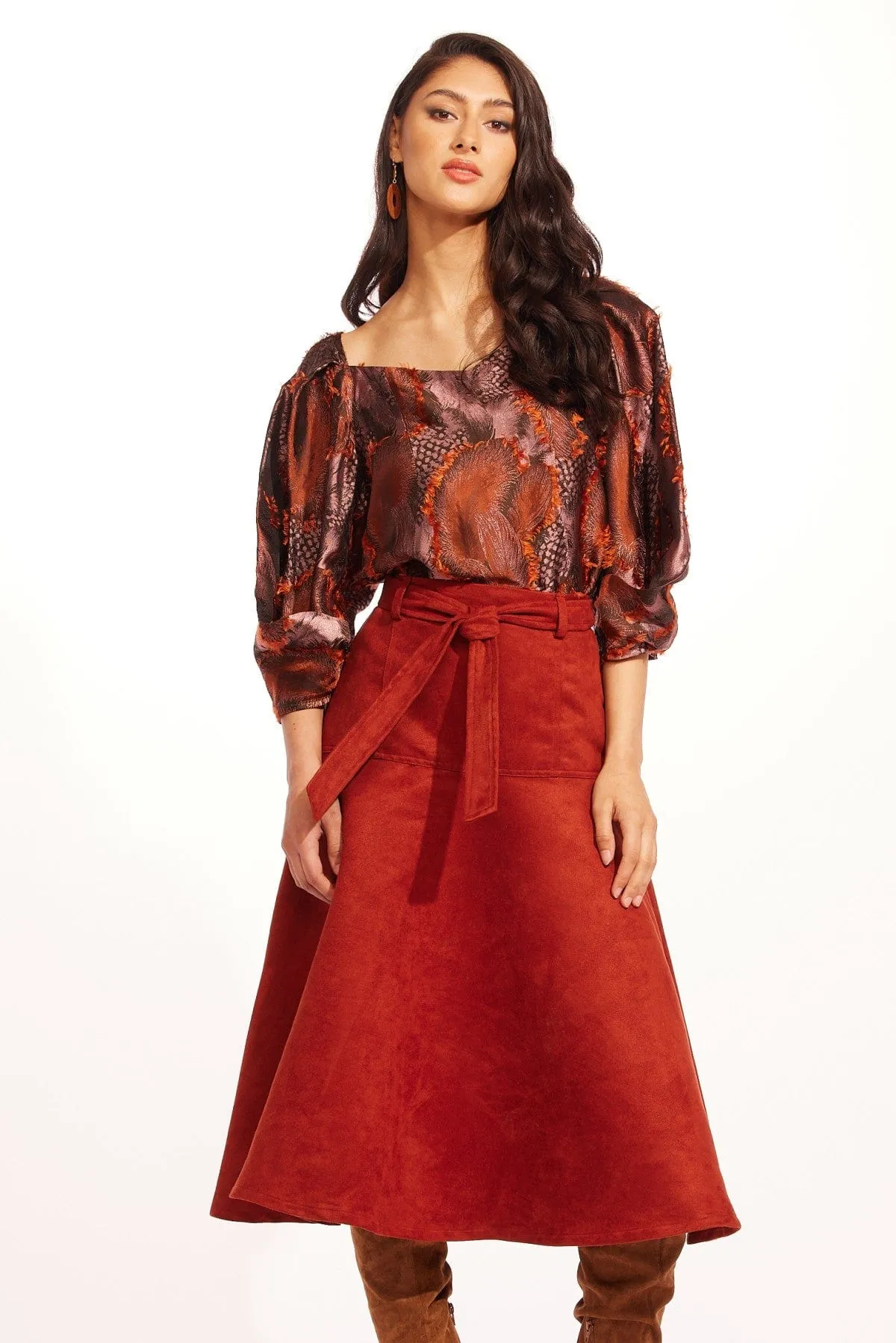 Allas Skirt - Brickland Mall Brand Look Push Button Closure