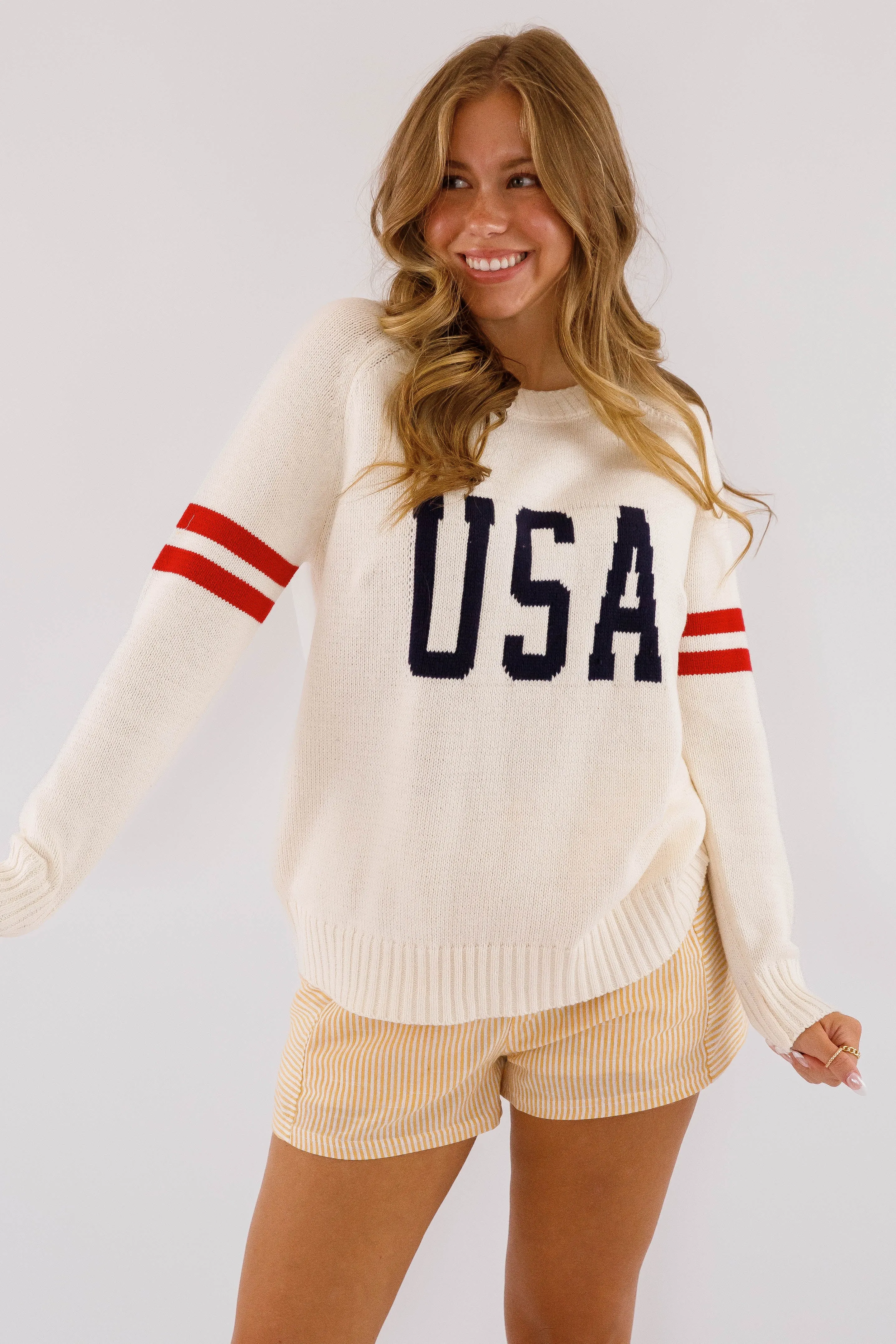 Hidden Zipper Closure SnagProof Party In The USA Sweater