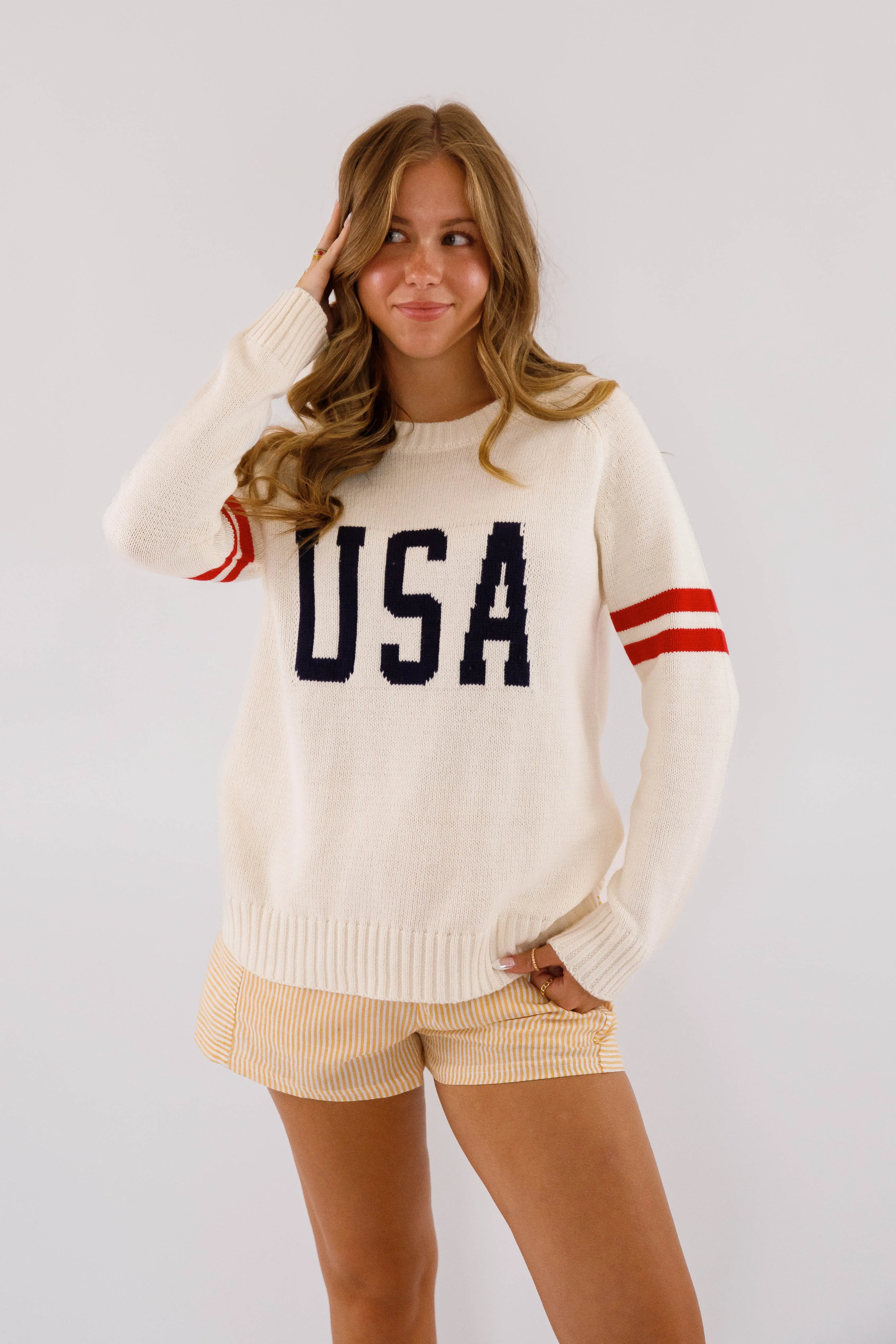 Party In The USA Sweater Adaptive Waistband WrinkleFree Weave