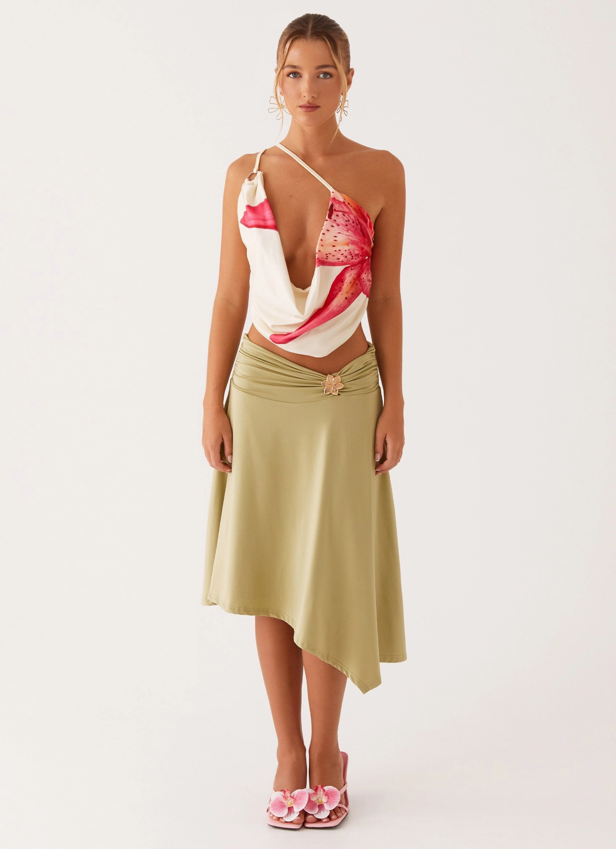 Lucky Days Top - Yellow Floral Wrinkle Resistant Weave