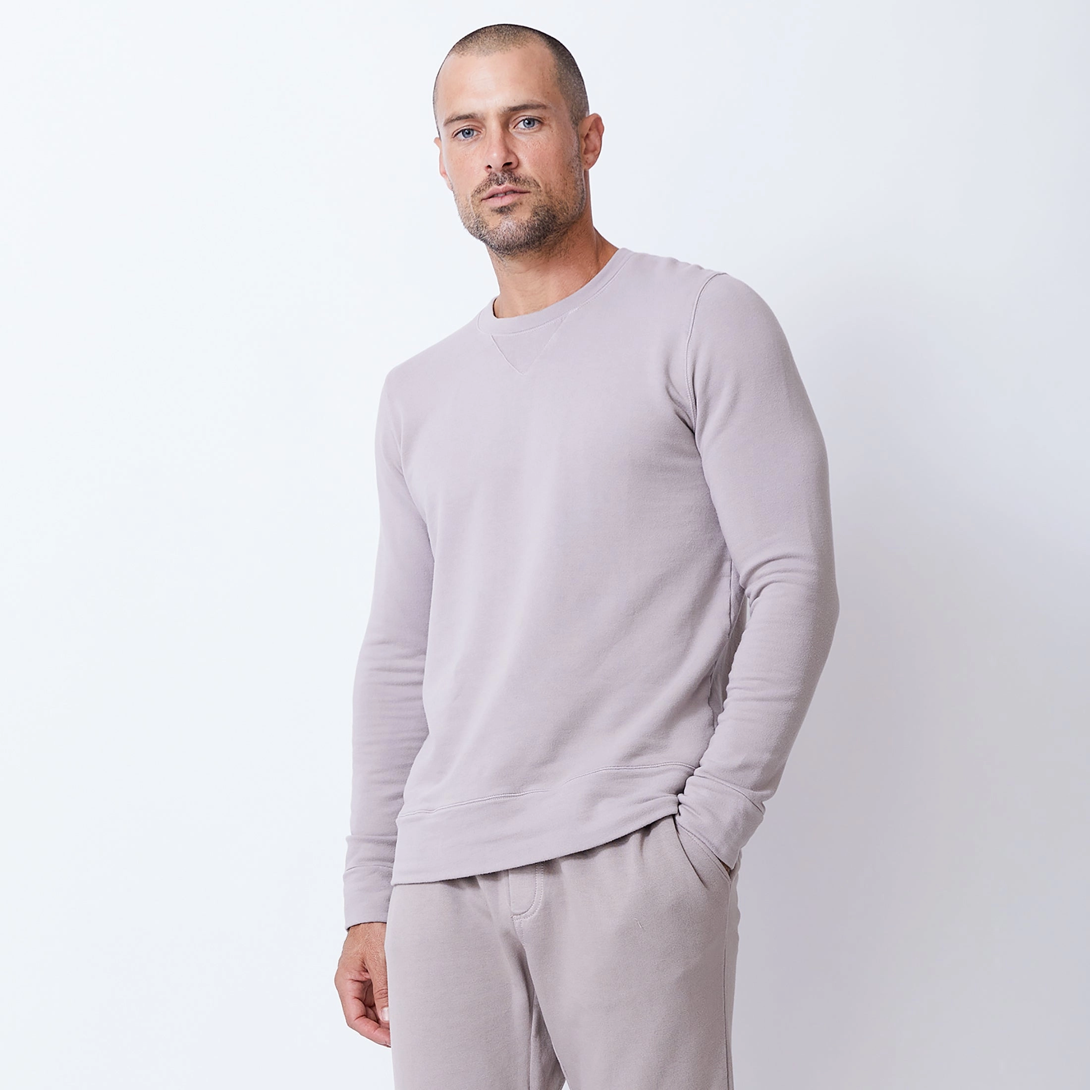 Ribbed Trim Supersoft Fleece Crew Neck Sweatshirt