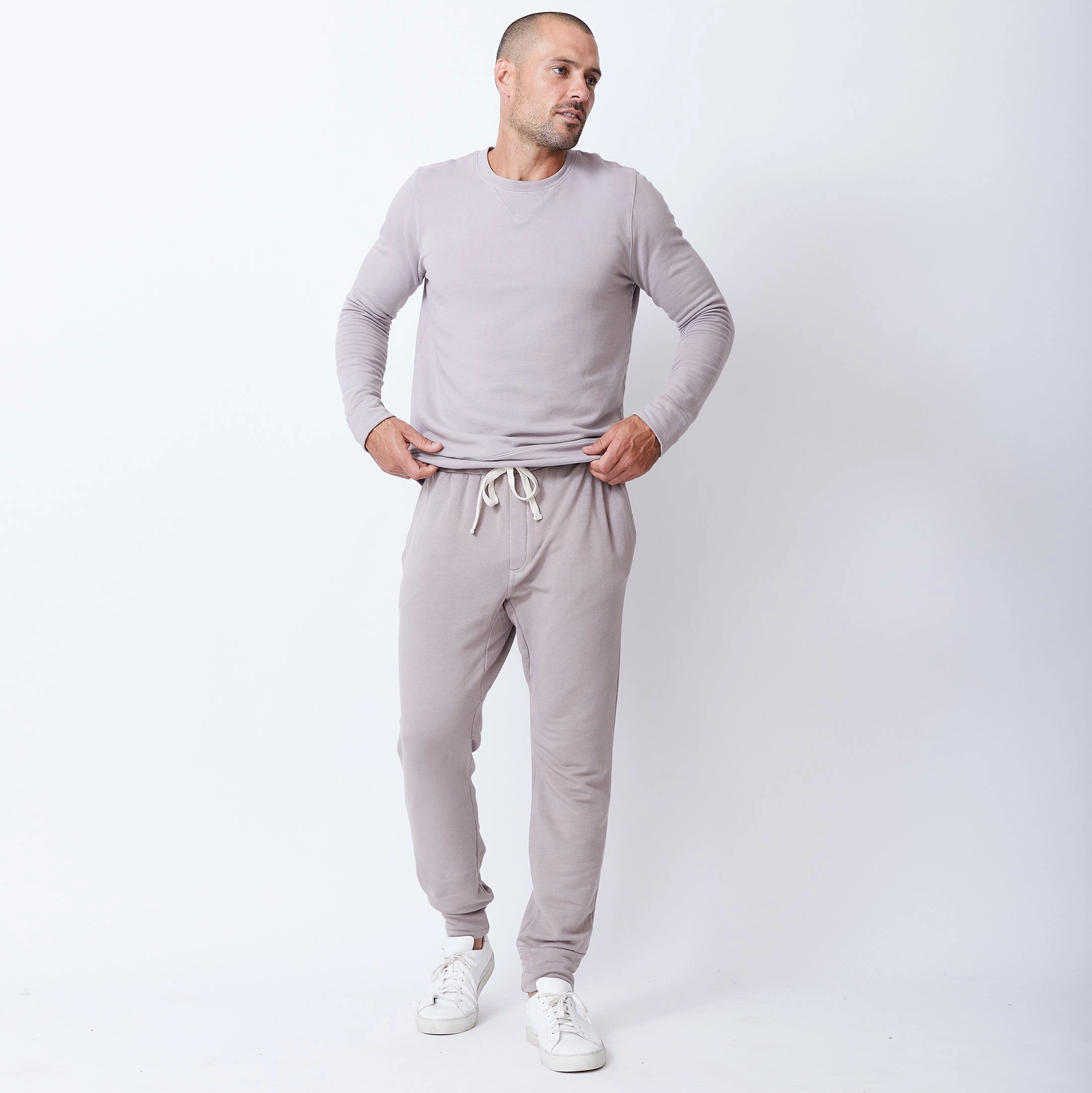 Rubberized grip Microfiber texture Supersoft Fleece Crew Neck Sweatshirt