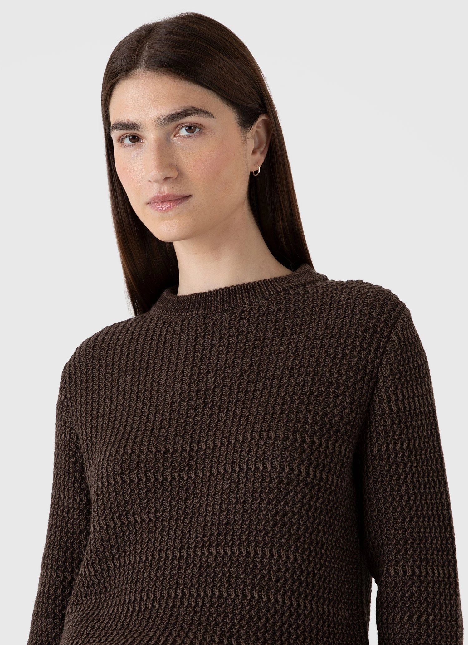 Durable Weave Women's Cotton Stitch Jumper in Coffee Twist